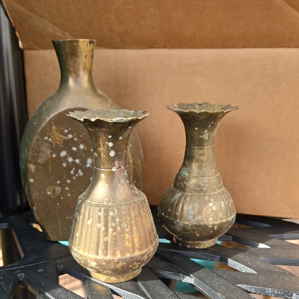 Vintage Brass Vase Set